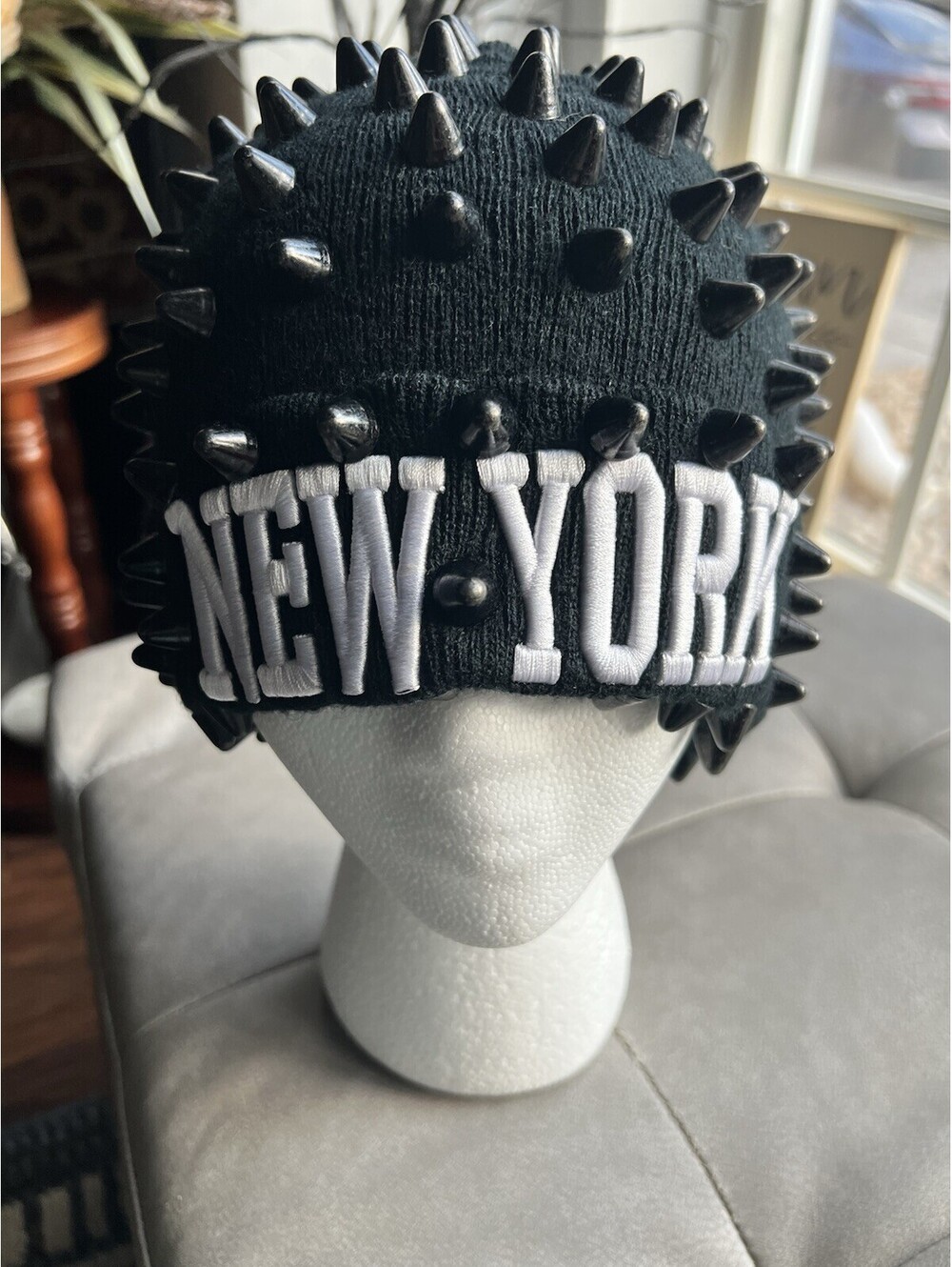 Studmuffin NYC New York Spike Skully Black Beanie With Spikes